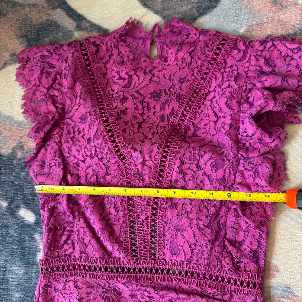 Saylor Stunning Fuschia Elegant Pink Lace Dress - Picture 9 of 11